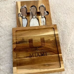 University of Miami Wooden Cheese Board Set